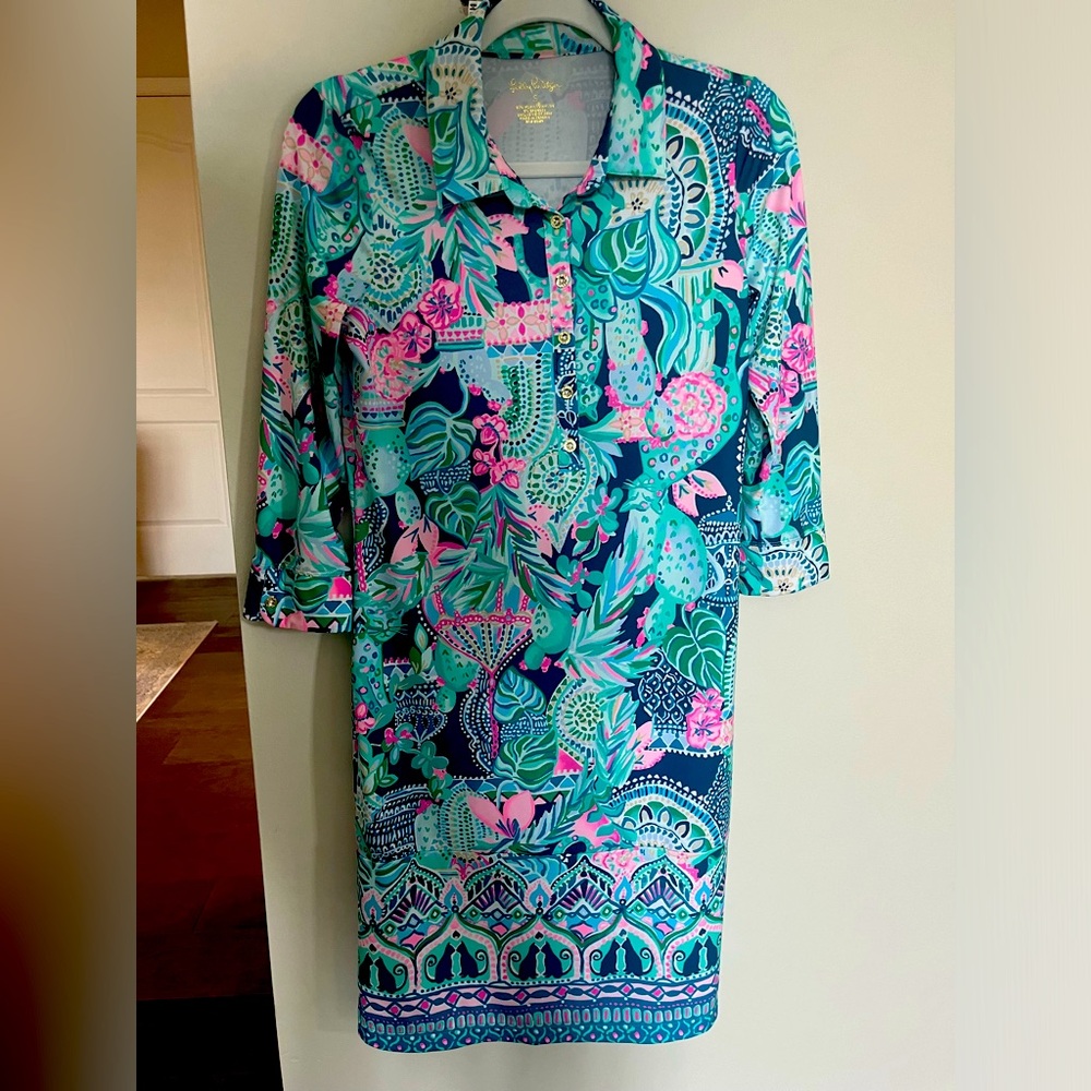❤️Lilly Pulitzer blue cactus print dress